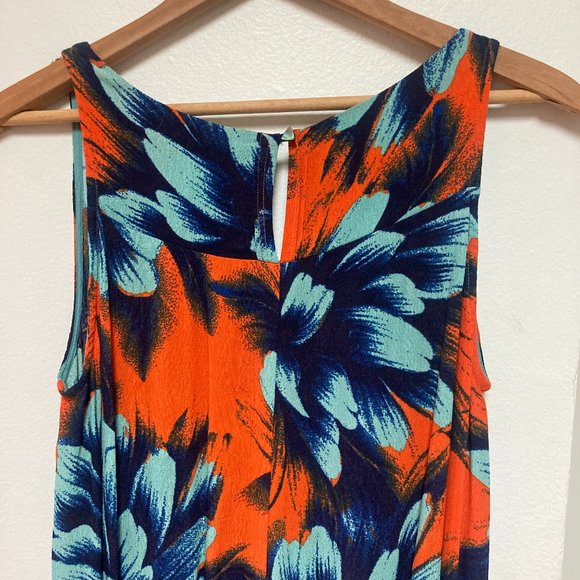 Anthropologie Maeve High Low Dress in Orange and Blue Floral - Picture 5 of 7